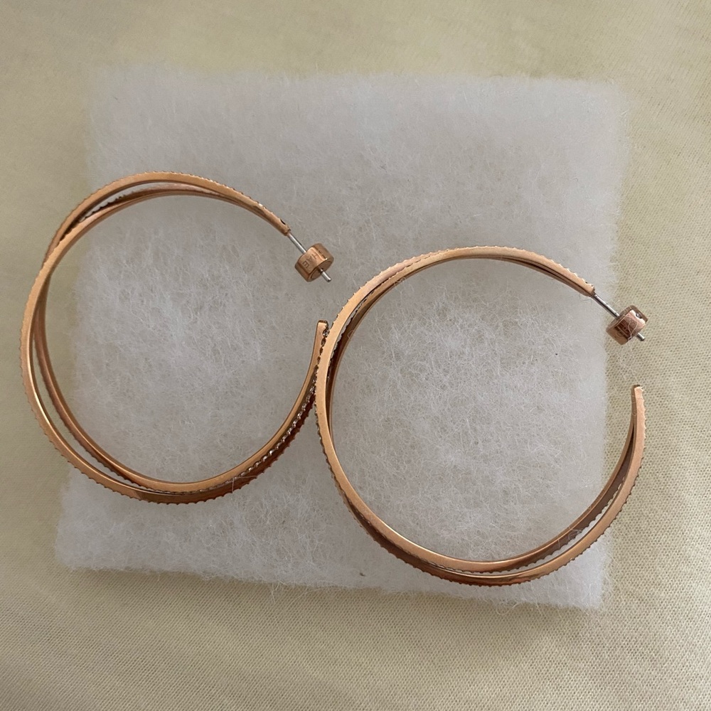 Michael Kors pave rose gold Criss cross hoops